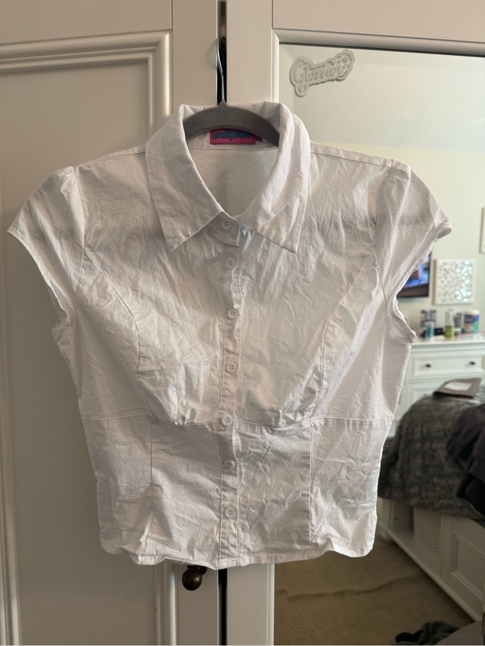 Edikted White Cap Sleeve Button-Up Blouse